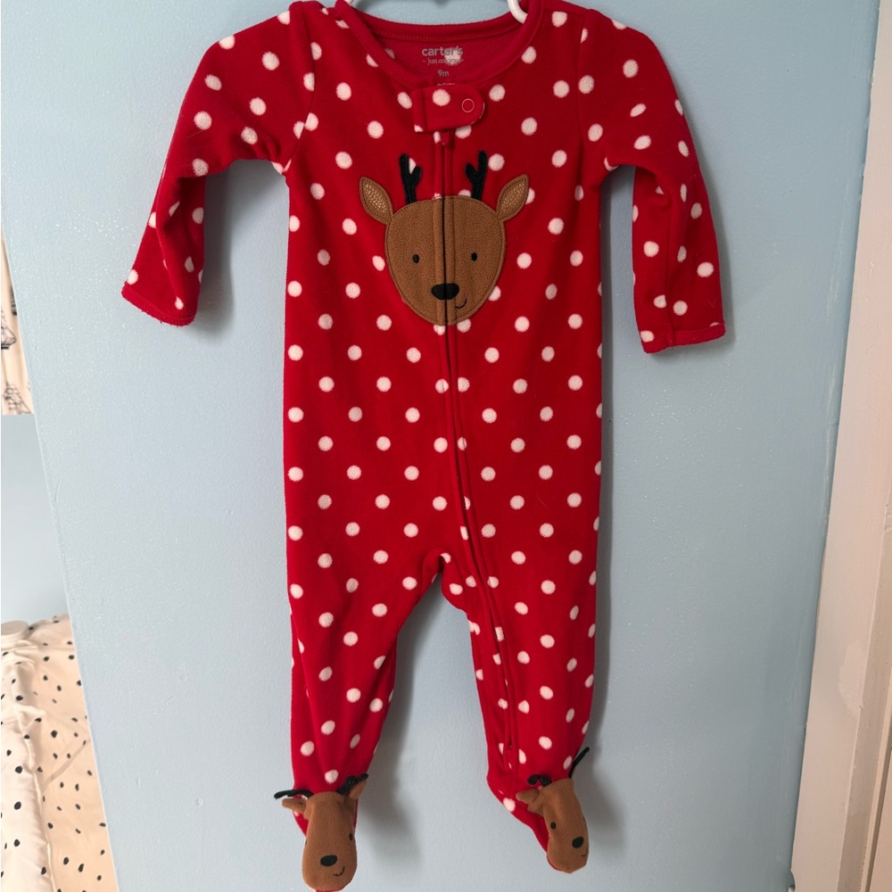 Carter's Red Polka Dot Reindeer One Piece
